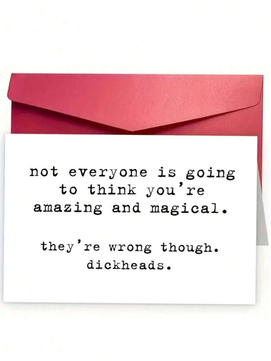 OBOVAY 1pc Funny Sarcastic Encouragement Card, Not Everyone Thinks You're Magical And Magical Humor Support Card, Rude But Polite Thank You Card With Envelope - A - View 1