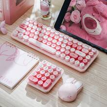 MOFii I Bean Max 2.4G Wireless Keyboard And Mouse Combo, Retro Round Keycaps Silent Set, Macaron Color Portable Office Peripherals, Batteries Not Included - View 9