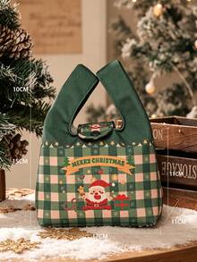 1 Buah Tas Tangan Berbentuk Persegi dari Bahan Kanvas dengan Gaya Meriah dan Inspirasi, Dilengkapi Kancing Jepret dan Motif Selamat Natal. Tas Tote Organizer Penyimpanan Serbaguna untuk Musim Liburan Musim Dingin, Pesta Natal, dan Perjalanan Sehari-hari. Dekorasi Rumah Natal - Berbagai gaya - View 13