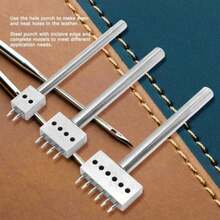 Set de 3 Punzones para Cuero con Espaciado, Herramienta de Perforación para Cinturones y Artesanías, Troquel de Acero de 6mm 2+4+6 - A - Ver 4
