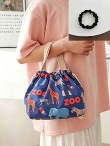 1 buah Tas Bekal Makan Siang Serut Motif, Kantong Bento Genggam Portabel, Tas Penyimpanan Makanan Tahan Air dan Dapat Digunakan Kembali, untuk Sekolah, Perjalanan Luar Ruangan, Berkemah, dan Piknik Sehari-hari, Serbaguna untuk Semua Musim - Tersedia berbagai warna dan gaya. - View 12