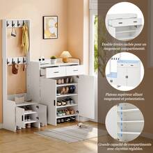 Hall Tree White With Storage With Drawers With Doors Made Of Wood For Entryway And Hallway - 白色 - 查看 9