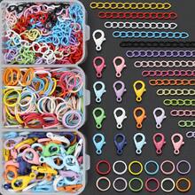 200pcs/Kotak Komponen Pembuatan Gantungan Kunci DIY, Warna Campuran Acak, Termasuk 50pcs Jepit Lobster Enamel Warna-warni + 50pcs Rantai Perpanjangan + 100pcs Cincin Penghubung, Cocok Untuk Gantungan Kunci DIY Kepang, Liontin Tas, Konektor Kalung Hewan Peliharaan, Cincin Konektor Terbuka, Jepitan Pegas, Bahan Pembuatan Aksesoris Gantungan Kunci, Pembuatan Aksesoris Gantungan Kunci DIY - Gesper lobster & rantai ekor & cincin loncat - View 5