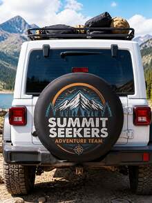 1pc Customized Photo Text Logo Car Spare Tire Cover, Personalized Photo Name Pattern Spare Tire Cover, Supports Custom Image Text Logo Round Car Wheel Cover, Polyester Fiber Elastic Binding Drawstring Design, Multiple Sizes Available, Suitable For SUV, Off-Road Vehicle, RV, Camper, Trailer, Truck Rear Spare Tire, Outdoor Camping, Road Trip, Car Exterior Personalized Decoration, Suitable For Car Owners And Travel Enthusiasts Customized Car Accessories Gift - Multicolor - View 2