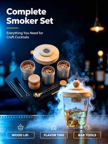 Wood Chip Smoker Set, Creative Gift, Multi-Functional Smoker Set, Essential For Home Gatherings, Outdoor BBQ And Camping (Includes Wooden Base And Lid), Perfect Valentine's Day And Father's Day Gift, No Fuel Required - Multicolor - View 10