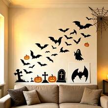 6pcs/Set Halloween Matte Bat Stickers Home Decor Indoor Decoration Stickers Holiday Decoration Stickers - Bat Sticker - View 2