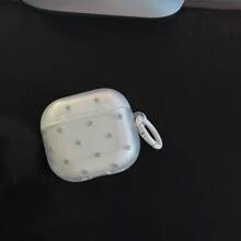 Matte White Gray Star + White Ring Earphone Case Compatible With AirPods Case 2/3/4/5/Pro/Pro2/Pro3, Anti-Drop Earphone Case, Gift, Fashion Accessory, Combining Aesthetics And Practicality - White - View 2