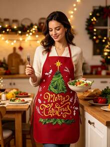 Christmas Kitchen Chef Cooking Apron, A Cute Santa Baking Apron, A Christmas Party Gift, Suitable For Cooking, Barbecue Activities And Christmas Party Decorations. - Multicolor - View 5