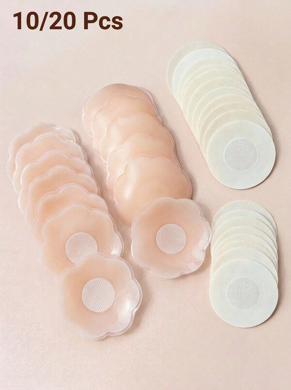 SHEIN 10/20 Pcs Nipple Covers Set Disposable Invisible Self-Adhesive Breast Pasties Petal Round Nipple Stickers Ultra Thin No Show Bra Pad Women Intimates