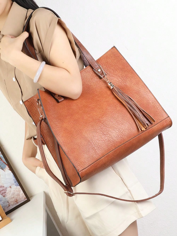 Handbag With External Coin Purse And Toiletry Bag, Shoulder Strap And Large Crossbody Strap - Brown - View 1