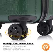 YONSLY Suitcase Set With Combination Lock 4 360° Wheels Mesh Pocket Soft Rubber Handle Nylon Toiletry Bag Travel Bag And 16+20 Inch Travel Suitcase - 深綠 - 查看 4