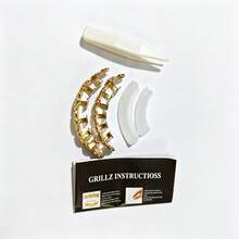 2pcs New Hip-Hop Golden Teeth Studded Mouth Jewelry For Both Men And Women's Body Jewelry, - Fashion - View 6