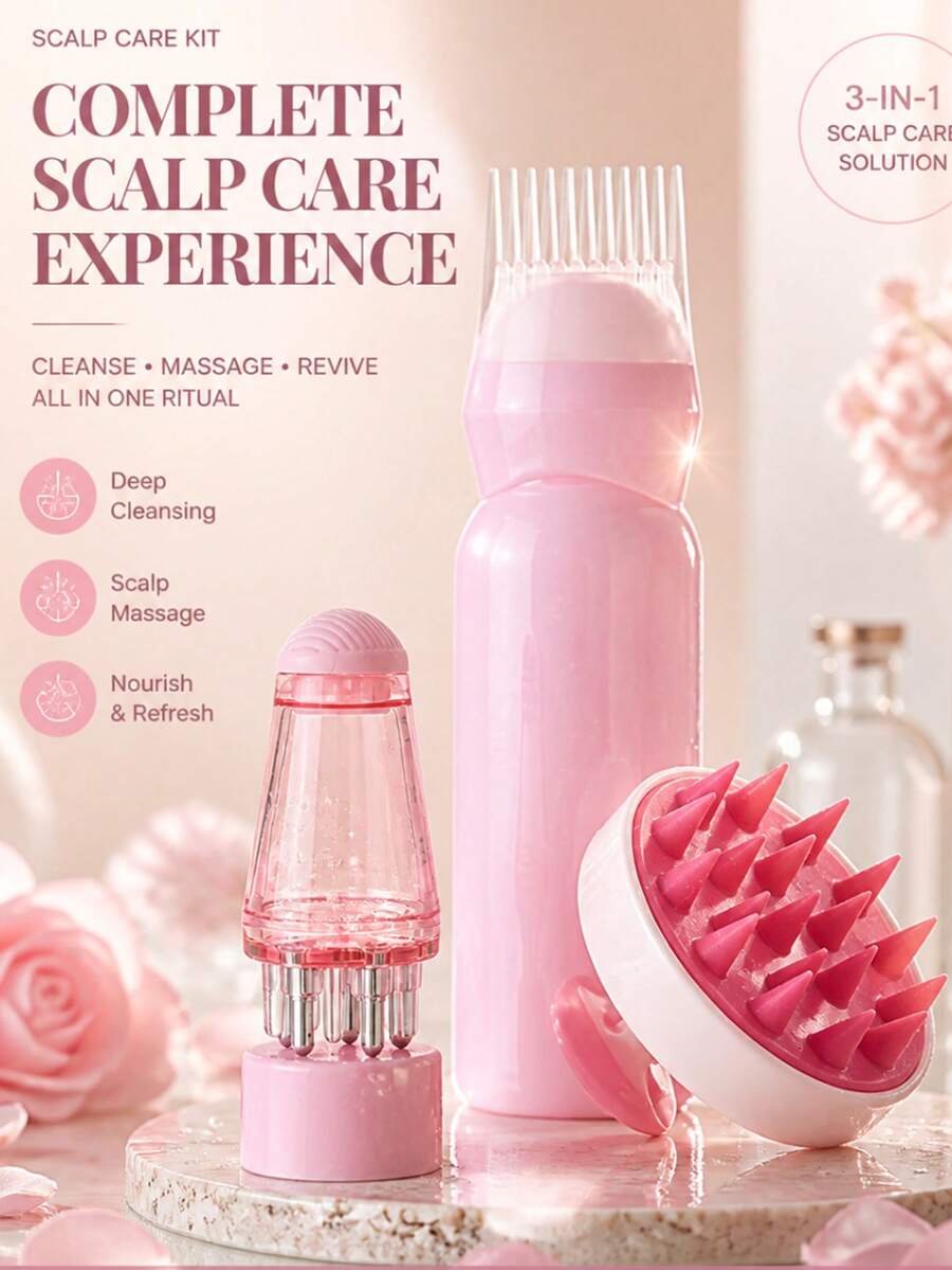 CTZIHGAO 1/2/3件組美髮造型套組－包含200ml連續噴霧瓶、160ml染髮塗抹瓶與頭皮按摩器－適合將染髮劑、水或美髮護理產品直接塗抹至髮根－適用於正常髮質、粗髮、捲髮或直髮－專業髮型師與沙龍造型師必備噴霧套組，旅行必備，美髮護理產品，美髮造型工具，美髮用品，髮型師，美髮配件，美髮沙龍，美髮造型設備