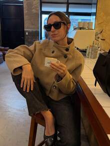 DEEKA Autumn/Winter New Women's Clothing, European And American Minimalist Lapel Wool Blend Short Jacket, Spring Quiet Luxury Style - Camel - View 6