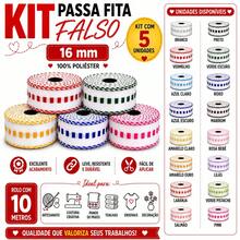 5 Rolos de 10 metros Passa Fita Falso Cores Diversas - 100% Poliester - Multicolorido - Visão 1