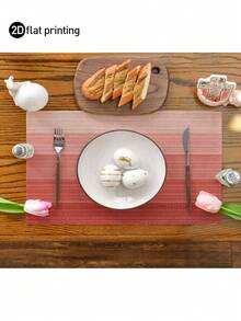 1pc/4pcs/6pcs, Gradient Color Modern Living Room Dining Table Placemats, Non-Slip Square Style Table Mats, Washable, Kitchen Mats, Coffee Table Mats, Heat-Resistant Mats, Suitable For Weddings, Parties, Dining And Home Decor - Hot Pink - View 7