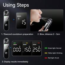 Breathalyzer Portabel, Alat Analisis Alkohol Pribadi, Alat Uji Deteksi Alkohol Digital yang Dapat Diisi Ulang - Hitam - View 5