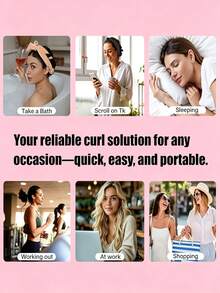 Heatless Curling Set, Create Natural Wavy Curls Overnight Without Heat Damage. Includes Satin Sleep Cap, Hair Bands And Hair Clips. Soft And Silky Texture, Easy To Use During Sleep. Suitable For Home And Travel, Get Charming Curls Every Morning. - Multicolor - View 5