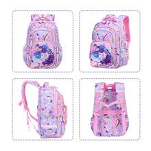 1 Set Purple Dream Unicorn Rainbow Pony Backpack + Lunch Bag + Pencil Case Large Capacity Backpack Combo - Sets - View 7