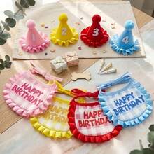 1pc Set - Pet Birthday Hat & Bandana Set, Solves Pet Wearing Slipping And Tightness Discomfort, Suitable For Birthday Celebrations, Theme Parties And Cute Pet Photo Shoots, Adjustable Cat & Dog Birthday Costume Kit. - Multicolor - View 11
