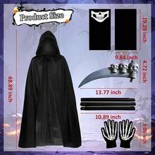 Halloween Horror Ghost Phantom Adult Cosplay Costume | Men's Hooded Robe Cloak Scythe Mask Gloves - Multicolor - View 4