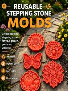 2pcs/Set Reusable Sunflower Stepping Stone Mold, Concrete Pathway Making Mold With Floral Design, Reusable Paving Stone Mold, Suitable For Garden Walkway, Lawn, Outdoor Decoration, Handmade Gardening Craft Tool - A - View 7