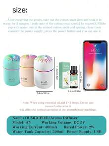 Silent Aromatherapy Diffuser + 10ml Essential Oil, USB Powered Humidifier With LED Mood Light, Long-Lasting Operation - Suitable For Living Room, Bedroom, Office - Perfect Birthday/Graduation/Valentine's Day, New Year Or Christmas Gift - Multicolor - View 11