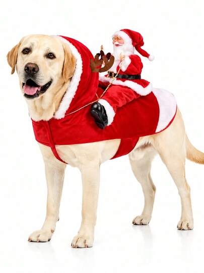 Costume de chien monté par le Père Noël, tenue de Noël pour animaux de compagnie en fibre de polyester, thème de dessin animé, convient aux chiens de taille moyenne et grande, costume de jeu de rôle de Noël pour chien réglable, vêtements pour animaux de compagnie en acrylique confortables, lavables à la main, thème de Noël à carreaux (rouge, taille S à 3XL), tenue de Noël pour chien et chat, costume de cheval monté par le Père Noël, vêtements de Noël pour animaux de compagnie costume de renne monté, fournitures de Noël pour animaux de compagnie, vêtements pour chat, vêtements pour chaton, tenue en peluche amusante (une légère peinture sur le visage est normale)