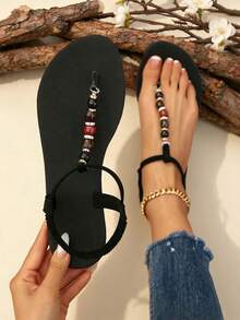Women's Casual Fashion Flat Sandals - Black - View 2