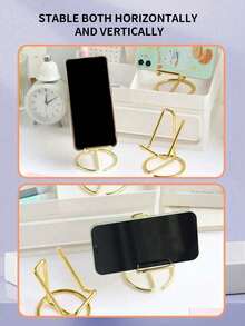 1pc Gold/Rose Gold Phone Stand, Universal Desktop Stand Compatible With IPad, Vertical Stand, Portable Minimalist Design, Stable Desktop Stand, Minimalist Iron Desktop Phone/Tablet Stand, Creative Metal Phone/Tablet Stand, Room Decor, Home Decor Ornament, Home Accessory, Personalized Gift, Room Decor, Bedroom, Bathroom, Guest Room, Wedding Decor - A - View 8
