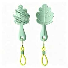 Design 958 Leaf-Shaped Shampoo Brush Comb With Handle, Silicone Hard Bristles Hair Washing Tool, Long Handle Comb - Multi-color - View 8