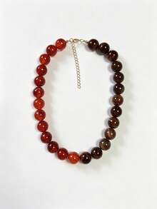 1 pièce Collier de perles bicolore en acier inoxydable avec effet de nuage, perles rondes géométriques bohèmes style européen & américain, accessoire pour femmes, cadeau de vacances, port quotidien - Collier en acier inoxydable orné de perles de résine faites à la main - Voir 20