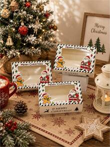 2pcs/5pcs/10pcs 2026 New Christmas Gift Box With Transparent Window | Santa Claus & Christmas Tree Print Gift Box, Holiday Striped Paper Box, Suitable For Christmas Party Decoration - View 5