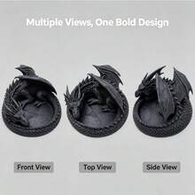 3D Printed Dragon Figurine Storage - Gothic Dark Fantasy - Dragon Statue - Key & Coin Holder - Unique Desktop Decor - Decorative Ornament - Gothic Style - Dragon Lover - Vintage Black Dragon - Realistic Texture - Multicolor - View 9