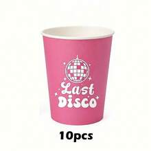 10/20/40Pcs Last Disco Party Cups Disco Ball Print Disposable Paper Cups For Bachelorette Bridal Shower Retro Disco Party Tableware Supplies - Disco - View 10