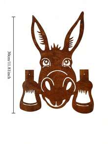 Rusted Metal Donkey Head Garden Stake/Fun Farm Animal Wall Decor For Outdoor Rustic Style (Suitable For Yard, Fence, Patio And Lawn)/Rusted Metal Donkey Garden Stake/Rustic Farm Animal Fence Decoration - C - View 3
