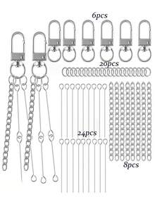 30/58pcs DIY Beaded Keychain Set, Blank Elegant Beaded Keychains, Phone Keyring Decor, Bag Chain, Clothing Accessories, Party Favor Set, DIY Keychain Materials - Keychain Accessory Kit - View 6