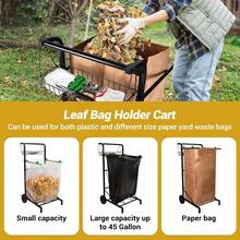 Carrito De Bolsa De Basura Mejorado Con Cesta De Almacenamiento Y Mango Ergonómico, Soporte Ajustable Para Bolsas De Hojas Para Exteriores De 30 A 45 Galones De Capacidad, Ideal Para Limpieza De - Multicolor - View 7