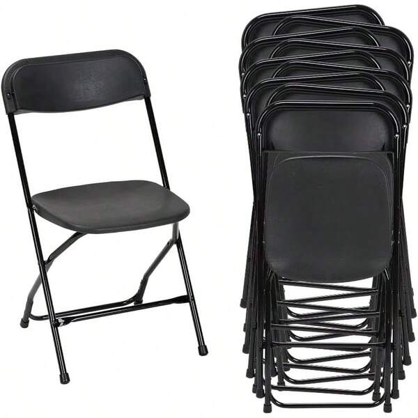Set De 10 Sillas Plegables para Eventos Color Negro