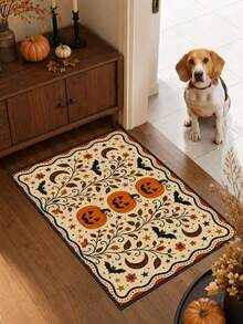 1-Pc Halloween Pumpkin Print Outdoor Non-Slip Doormat, Bathroom Mat, Kitchen Mat, Decorative Rug, Multi-Functional Mat, Hallway Rug, Soft, Convenient, Slip-Resistant, Kitchen Indoor/Outdoor Entrance, Bedroom, Home Decoration, Machine Washable. - Multicolor - View 7