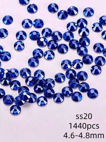 Sapphire Blue Flat Back Rhinestones, Multi-Size Round Crystal Hot-Fix Rhinestones, Shiny Adhesive Rhinestones, Suitable For Nail Art, Phone Cases, Shoes, Clothing, Handmade DIY Decoration - Sapphire Blue - View 7