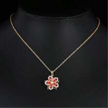1pc Luxury Floral Rotating Pendant Rhinestone Necklace, Niche Design Sweet Collarbone Chain, Daily Atmosphere Matching Accessory - Rhinestone Flower - View 6