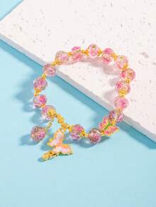 A Rose Garden Glass Bracelet, A Niche Light Luxury Butterfly Pendant Bracelet, High-End Feel Bracelet - Butterfly Rose Bracelet - View 3