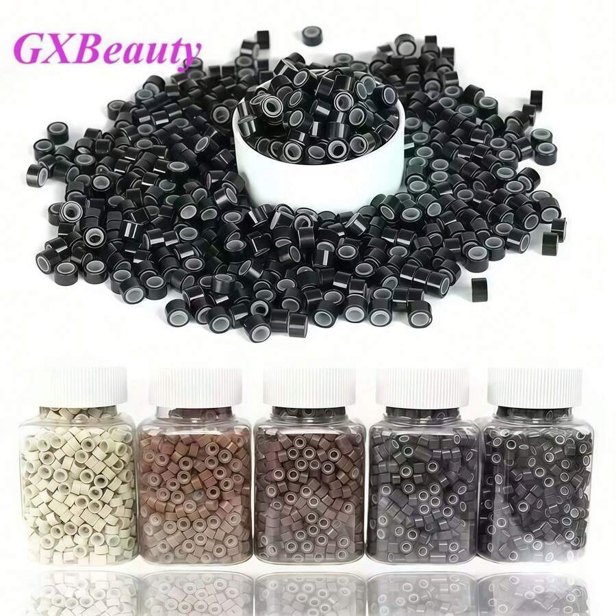 1000pcs Micro Silicone Rings - 5mm Micro Connector Rings For Secure Hair Extensions, Professional Silicone Hair Beads, Suitable For DIY Hairstyles, Braiding Hair Extensions, Feather Hair Extensions, Hairdresser Supplies - Multiple Specifications - View 1