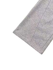 Celana Jogging Wanita Longgar Warna Abu-abu, Pinggang Elastis dengan Desain Belahan, Kaki Lebar, Gaya Kasual Jalanan. - Grey - View 7