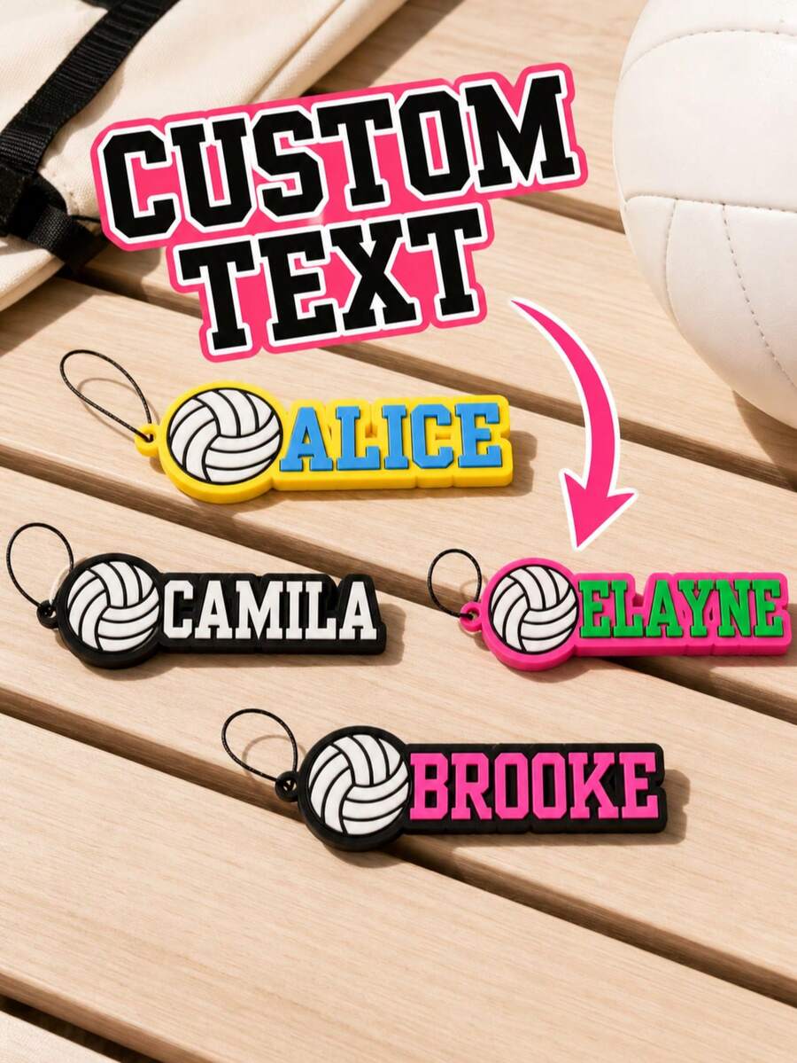 Personalized Volleyball Name Keychain, Customized 3D Sports Bag Tag With Name, Volleyball Player Team Gift, Backpack Luggage Charm, Birthday, Halloween, Thanksgiving And Christmas Gift For Volleyball Enthusiasts - Multicolor - View 1