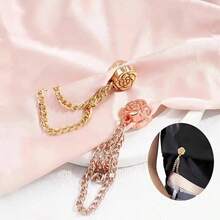 4pcs/Set Adjustable Camellia Cuff Clips, Pants Leg Shortener Buttons - Alloy Material, Detachable Hem Clips - Multicolor - View 6