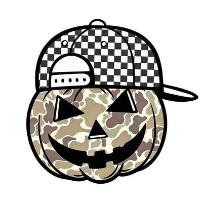 1 peça Autocolantes de Transferência Termocolante de Abóbora Camuflada de Halloween, Decalques de Transferência de Calor DTF de Abóbora com Chapéu Xadrez e Laço, Remendos Decorativos DIY para Roupa