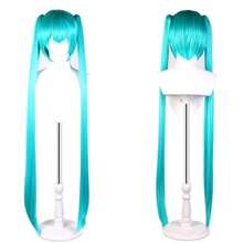 Blue Long Anime Cosplay Wig - Clip-In Twin Tails Heat Resistant, 38 Inch Roleplay Hair With Hair Cap For Daily Wear & Conventions - Mint Blue - View 6
