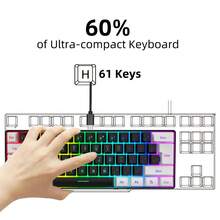 HXSJ Wired Keyboard And Mouse Combo, 61 Key Membrane Keyboard With Colorful Backlight, 6 Button Wired Optical Mouse, USB Plug And Play For Home Office Use - View 8